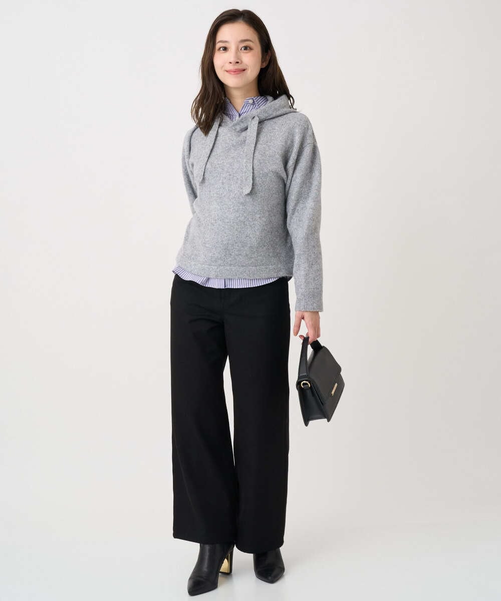 F1FDD62150 MK MICHEL KLEIN(小さいサイズ)(メゾン ドゥ サンク) 【小さいサイズ】クロップド丈ニットフーディー/洗える ベージュ