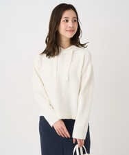 F1FDD62150 MK MICHEL KLEIN(小さいサイズ)(メゾン ドゥ サンク) 【小さいサイズ】クロップド丈ニットフーディー/洗える ベージュ