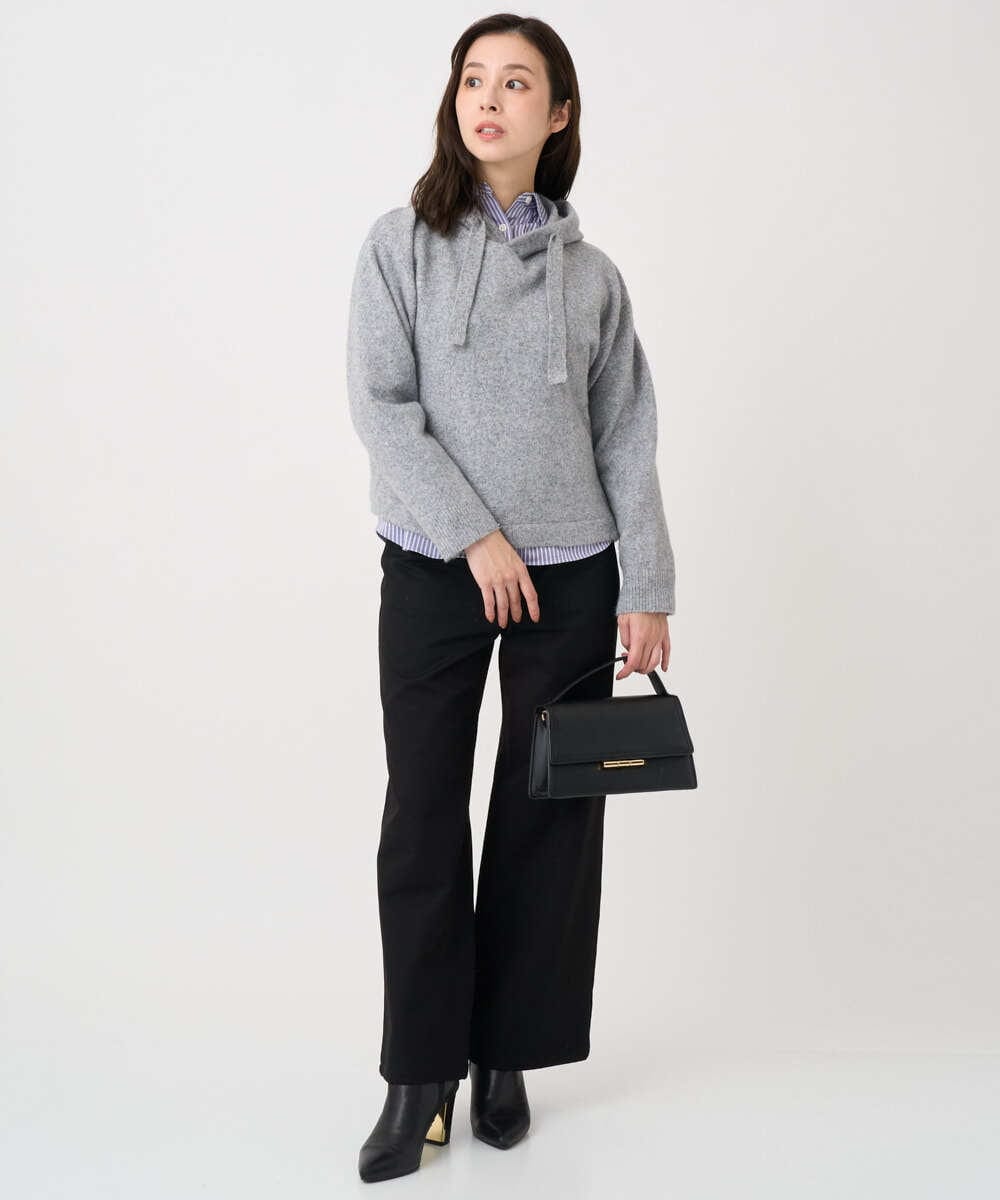 F1FDD62150 MK MICHEL KLEIN(小さいサイズ)(メゾン ドゥ サンク) 【小さいサイズ】クロップド丈ニットフーディー/洗える ベージュ