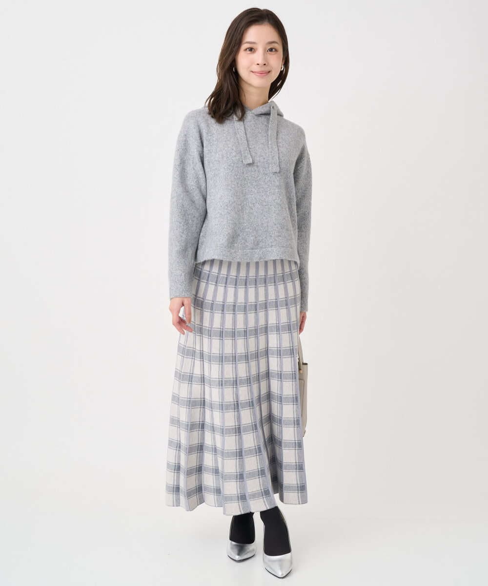 F1FDD62150 MK MICHEL KLEIN(小さいサイズ)(メゾン ドゥ サンク) 【小さいサイズ】クロップド丈ニットフーディー/洗える ベージュ