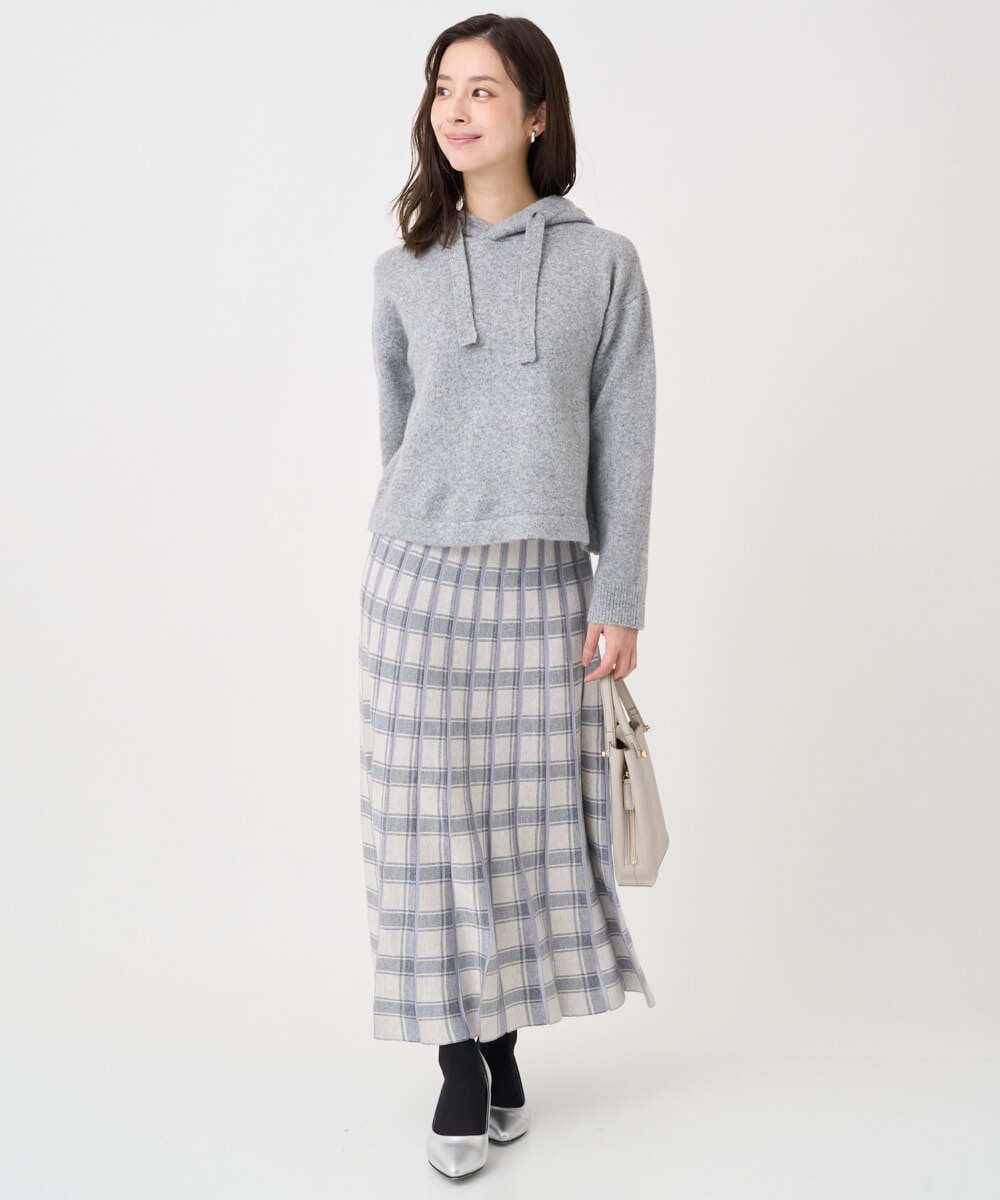 F1FDD62150 MK MICHEL KLEIN(小さいサイズ)(メゾン ドゥ サンク) 【小さいサイズ】クロップド丈ニットフーディー/洗える ベージュ