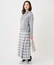 F1FDD62150 MK MICHEL KLEIN(小さいサイズ)(メゾン ドゥ サンク) 【小さいサイズ】クロップド丈ニットフーディー/洗える ベージュ