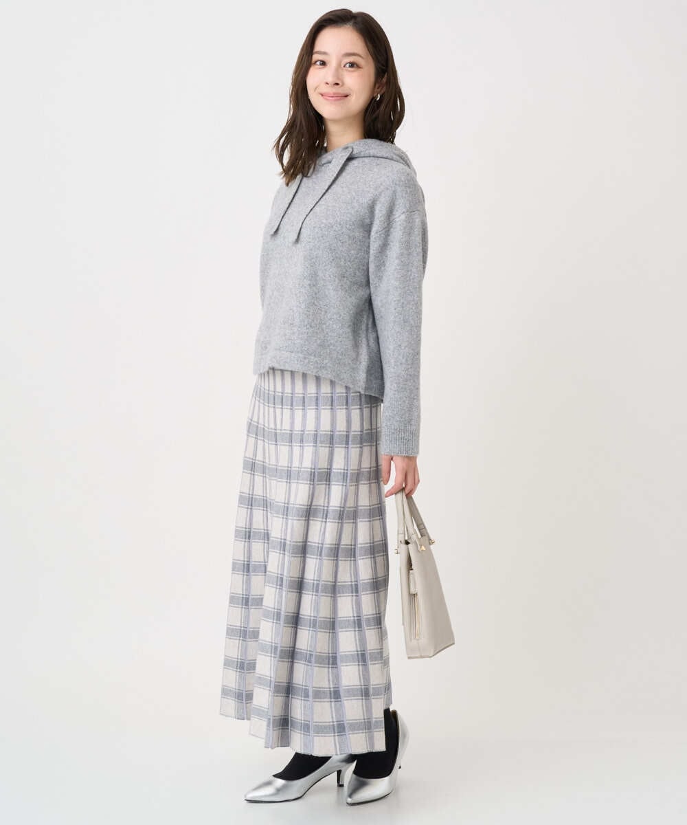 F1FDD62150 MK MICHEL KLEIN(小さいサイズ)(メゾン ドゥ サンク) 【小さいサイズ】クロップド丈ニットフーディー/洗える ベージュ