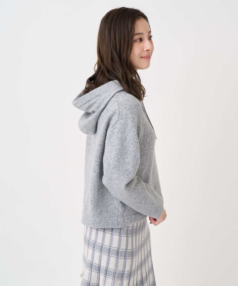 F1FDD62150 MK MICHEL KLEIN(小さいサイズ)(メゾン ドゥ サンク) 【小さいサイズ】クロップド丈ニットフーディー/洗える ベージュ