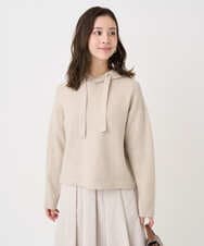 F1FDD62150 MK MICHEL KLEIN(小さいサイズ)(メゾン ドゥ サンク) 【小さいサイズ】クロップド丈ニットフーディー/洗える ベージュ