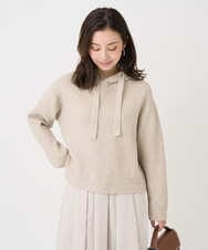 F1FDD62150 MK MICHEL KLEIN(小さいサイズ)(メゾン ドゥ サンク) 【小さいサイズ】クロップド丈ニットフーディー/洗える ベージュ