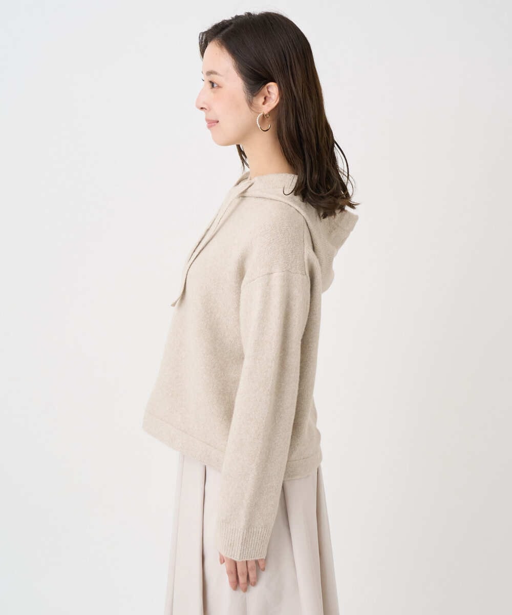 F1FDD62150 MK MICHEL KLEIN(小さいサイズ)(メゾン ドゥ サンク) 【小さいサイズ】クロップド丈ニットフーディー/洗える ベージュ