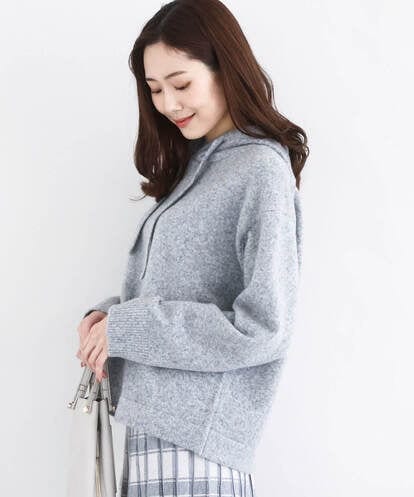 F1FDD62150  クロップド丈ニットフーディー/洗える