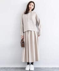 F1FDD62150 MK MICHEL KLEIN(小さいサイズ)(メゾン ドゥ サンク) クロップド丈ニットフーディー/洗える グレー