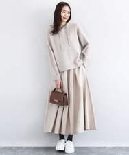 F1FDD62150 MK MICHEL KLEIN(小さいサイズ)(メゾン ドゥ サンク) クロップド丈ニットフーディー/洗える グレー