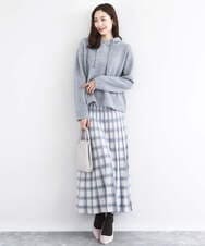 F1FDD62150 MK MICHEL KLEIN(小さいサイズ)(メゾン ドゥ サンク) クロップド丈ニットフーディー/洗える グレー