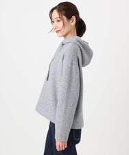 F1FDD62150 MK MICHEL KLEIN(小さいサイズ)(メゾン ドゥ サンク) クロップド丈ニットフーディー/洗える グレー