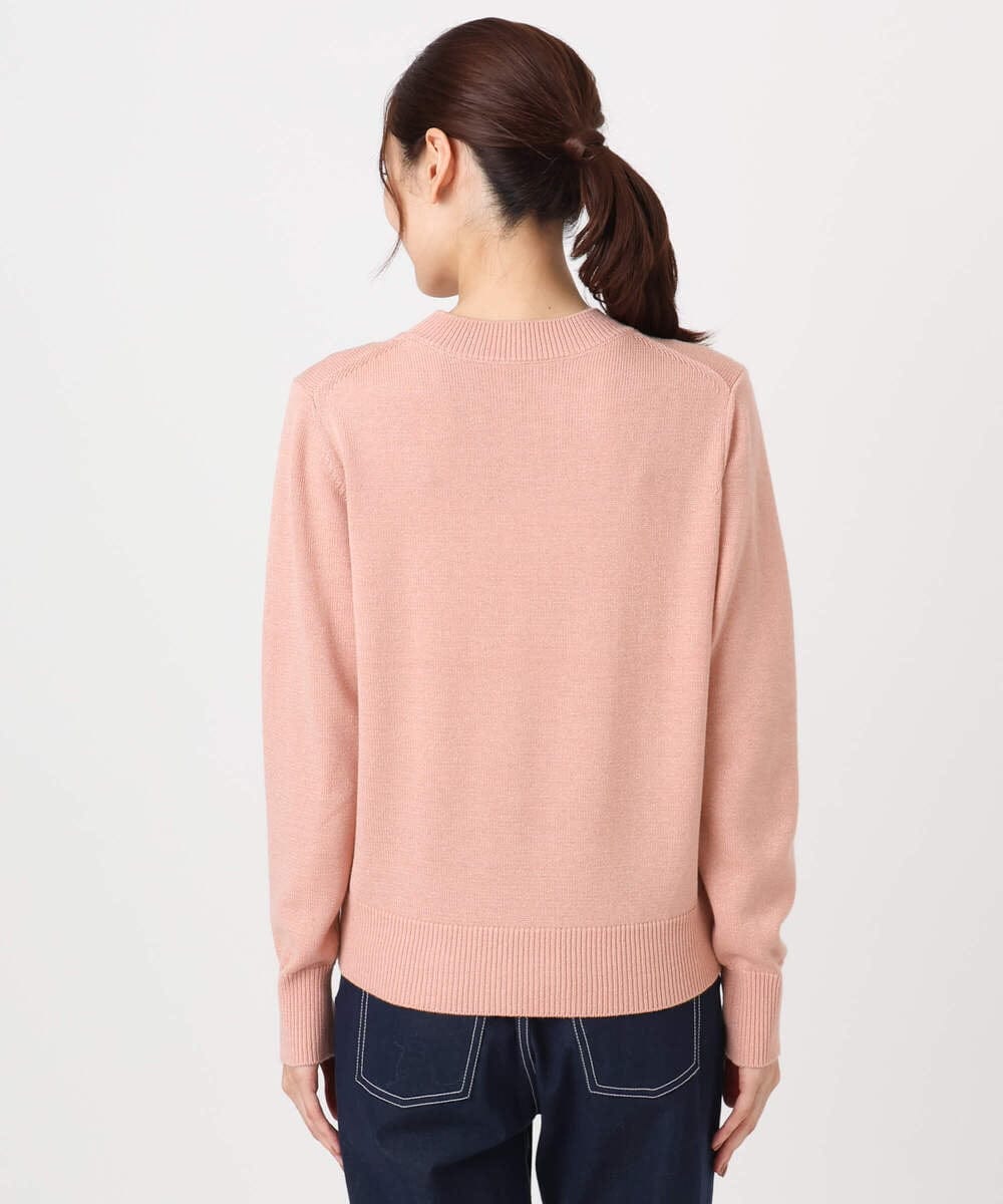 F1FDD63130 MK MICHEL KLEIN(小さいサイズ)(メゾン ドゥ サンク) キラキラ ラメニットプルオーバー/洗える サーモンオレンジ