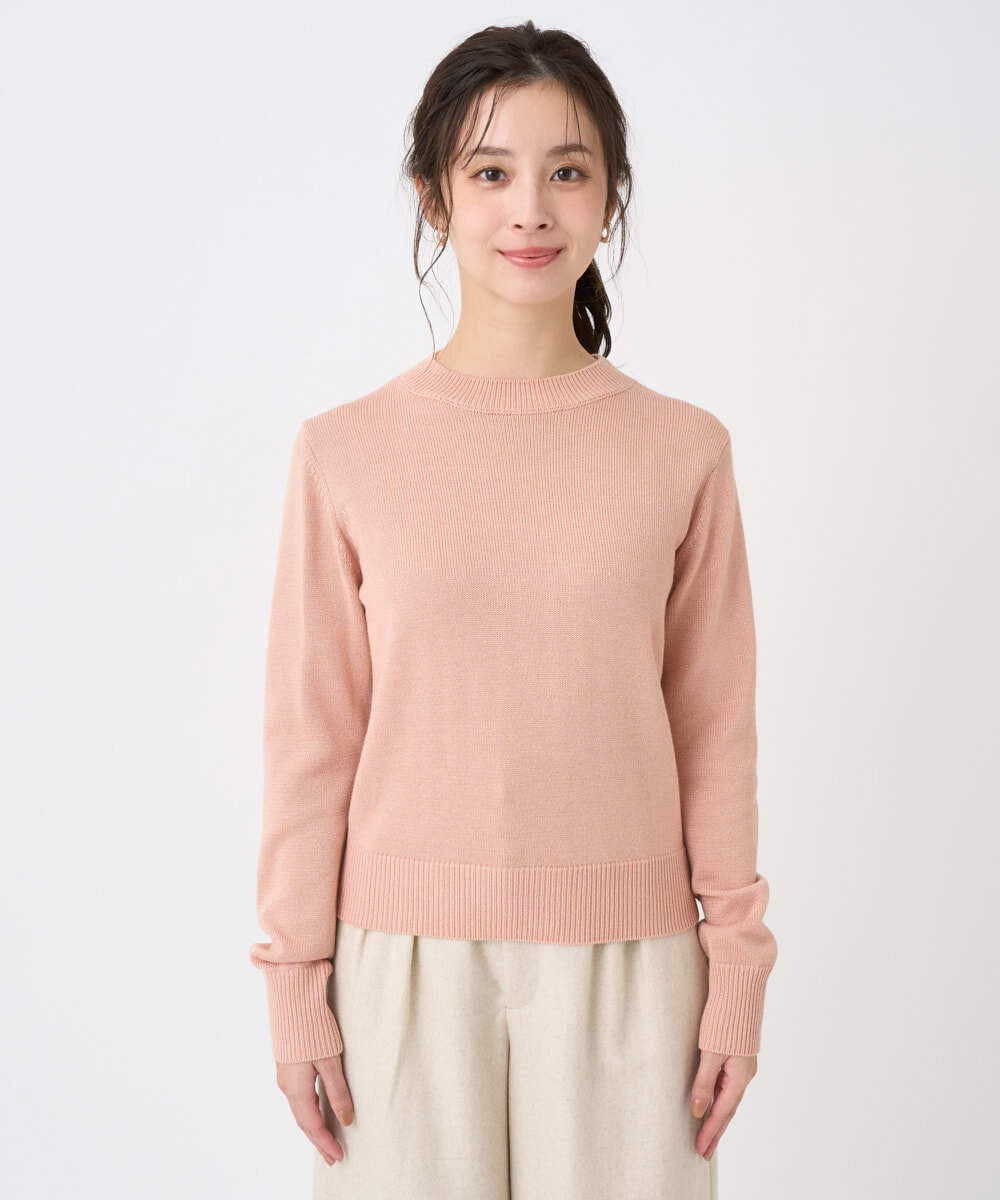 F1FDD63130 MK MICHEL KLEIN(小さいサイズ)(メゾン ドゥ サンク) 【小さいサイズ】キラキラ ラメニットプルオーバー/洗える サーモンオレンジ