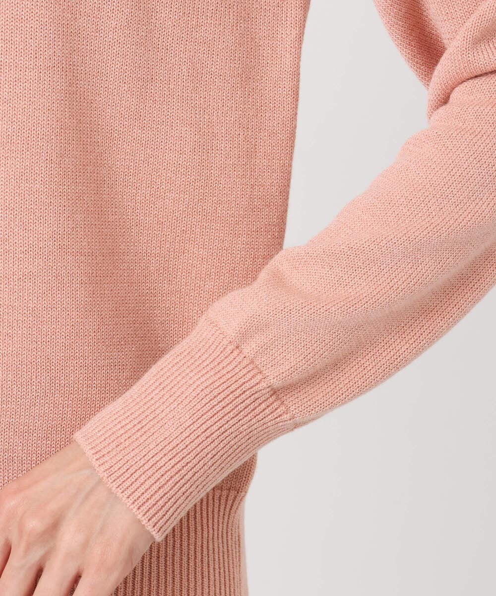 F1FDD63130 MK MICHEL KLEIN(小さいサイズ)(メゾン ドゥ サンク) キラキラ ラメニットプルオーバー/洗える サーモンオレンジ