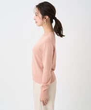 F1FDD63130 MK MICHEL KLEIN(小さいサイズ)(メゾン ドゥ サンク) 【小さいサイズ】キラキラ ラメニットプルオーバー/洗える サーモンオレンジ