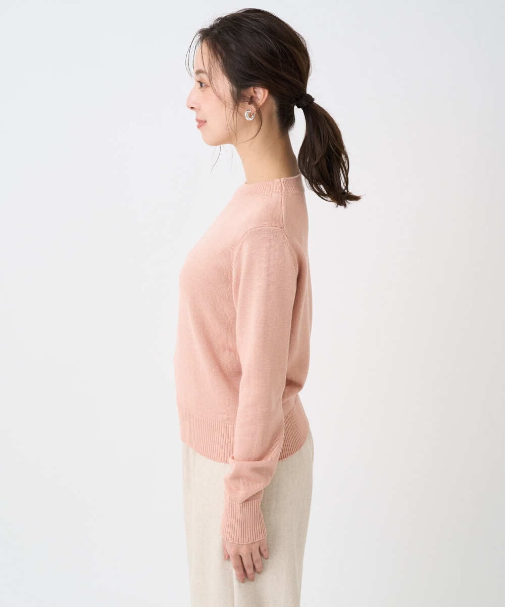 F1FDD63130 MK MICHEL KLEIN(小さいサイズ)(メゾン ドゥ サンク) 【小さいサイズ】キラキラ ラメニットプルオーバー/洗える サーモンオレンジ