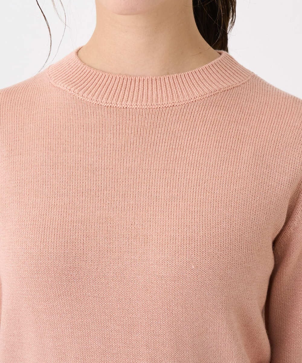 F1FDD63130 MK MICHEL KLEIN(小さいサイズ)(メゾン ドゥ サンク) 【小さいサイズ】キラキラ ラメニットプルオーバー/洗える サーモンオレンジ