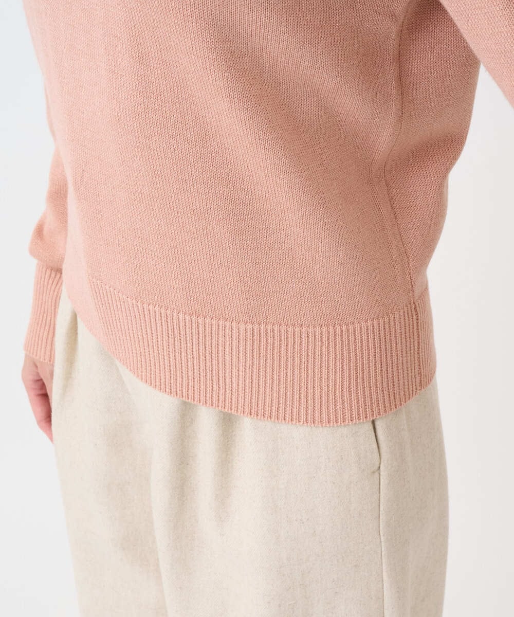 F1FDD63130 MK MICHEL KLEIN(小さいサイズ)(メゾン ドゥ サンク) 【小さいサイズ】キラキラ ラメニットプルオーバー/洗える サーモンオレンジ