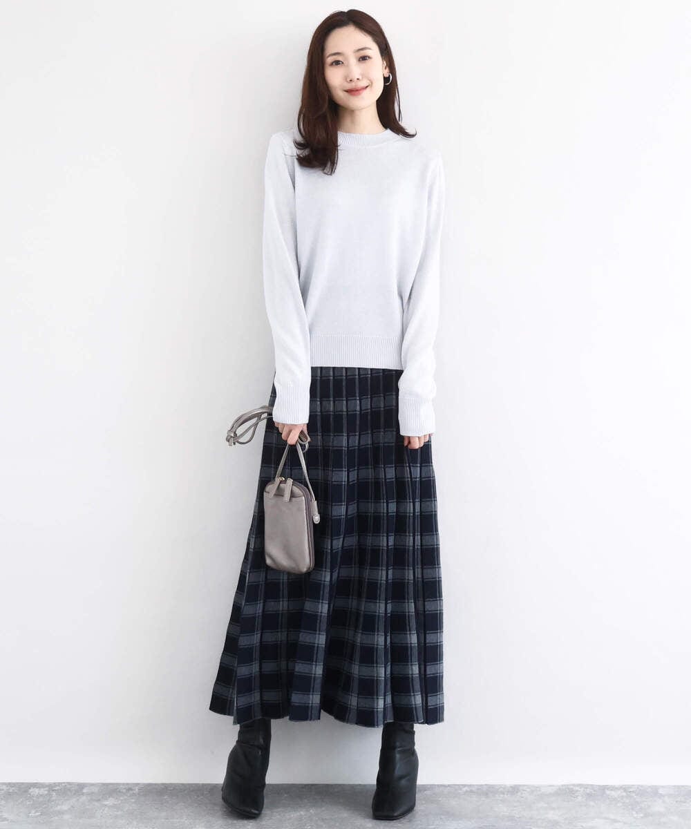 F1FDD63130 MK MICHEL KLEIN(小さいサイズ)(メゾン ドゥ サンク) キラキラ ラメニットプルオーバー/洗える サーモンオレンジ