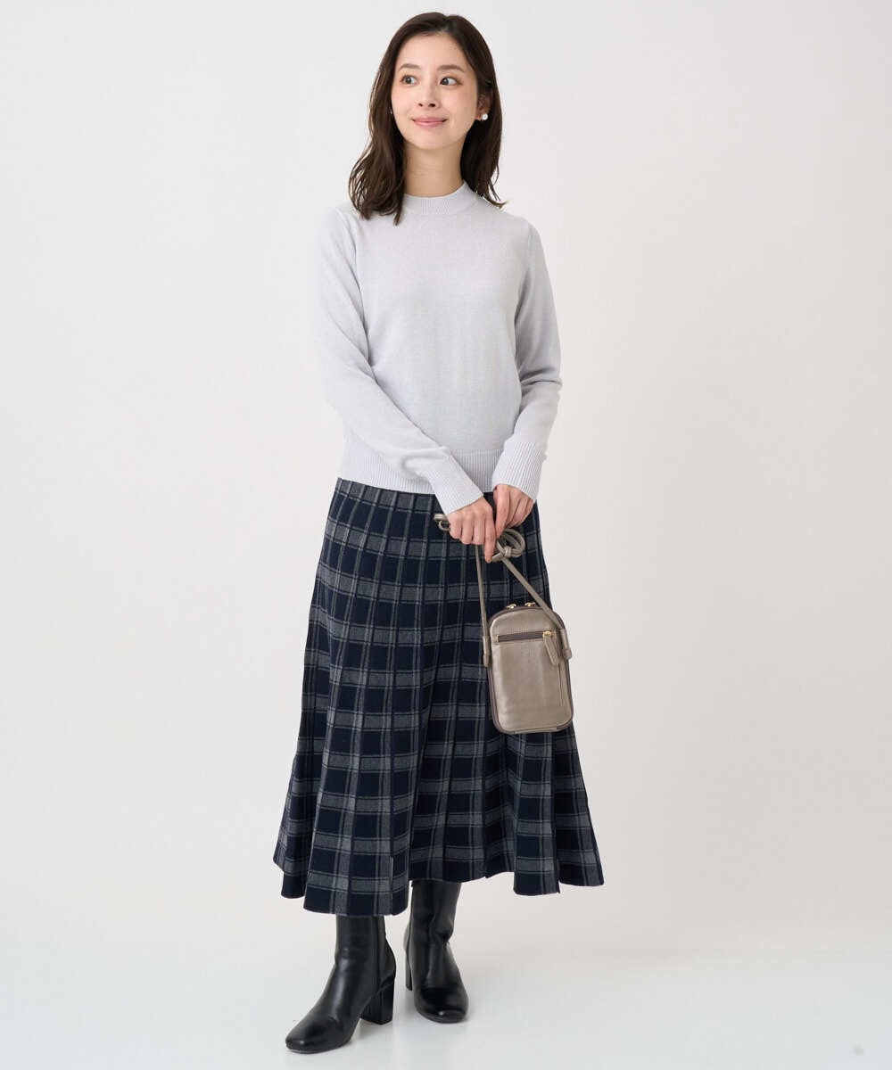 F1FDD63130 MK MICHEL KLEIN(小さいサイズ)(メゾン ドゥ サンク) 【小さいサイズ】キラキラ ラメニットプルオーバー/洗える サーモンオレンジ