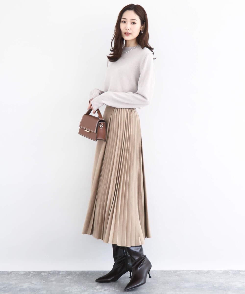 F1FDD63130 MK MICHEL KLEIN(小さいサイズ)(メゾン ドゥ サンク) キラキラ ラメニットプルオーバー/洗える サーモンオレンジ