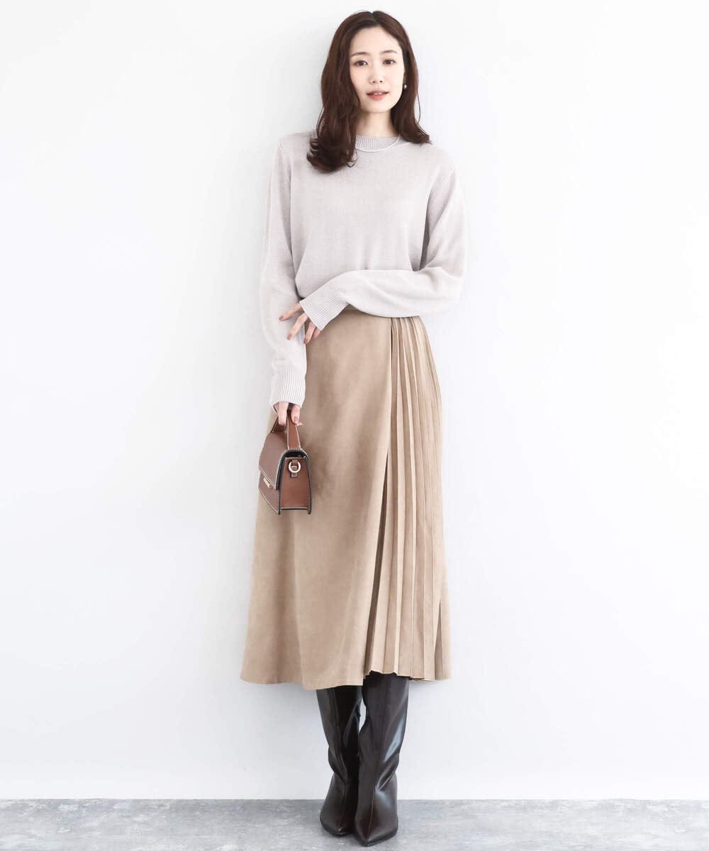 F1FDD63130 MK MICHEL KLEIN(小さいサイズ)(メゾン ドゥ サンク) キラキラ ラメニットプルオーバー/洗える サーモンオレンジ