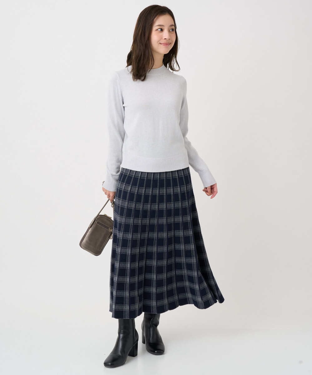 F1FDD63130 MK MICHEL KLEIN(小さいサイズ)(メゾン ドゥ サンク) 【小さいサイズ】キラキラ ラメニットプルオーバー/洗える サーモンオレンジ