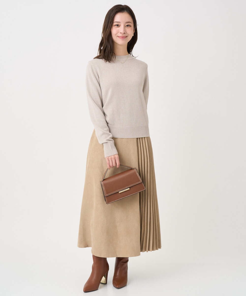 F1FDD63130 MK MICHEL KLEIN(小さいサイズ)(メゾン ドゥ サンク) 【小さいサイズ】キラキラ ラメニットプルオーバー/洗える サーモンオレンジ