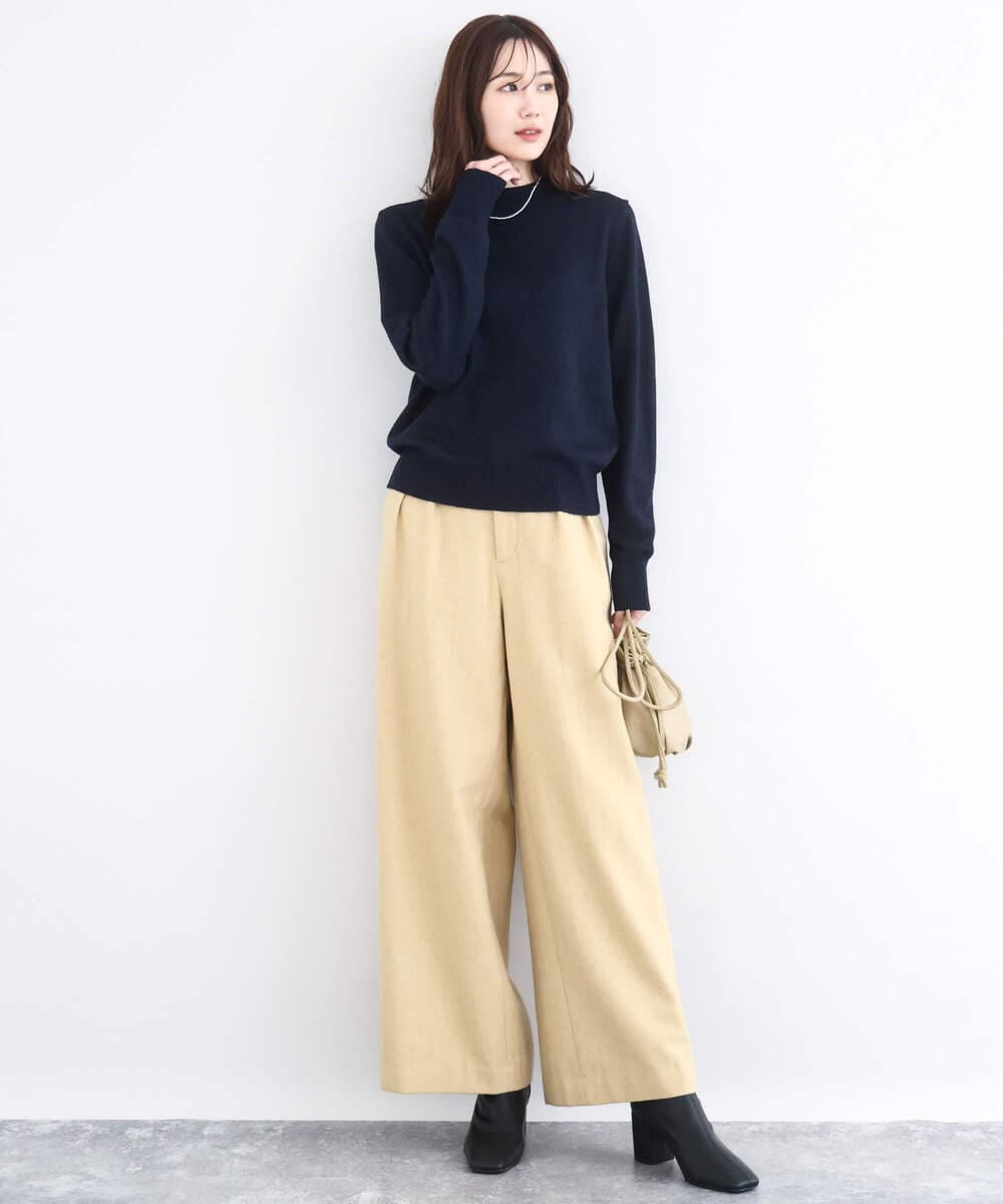 F1FDD63130 MK MICHEL KLEIN(小さいサイズ)(メゾン ドゥ サンク) キラキラ ラメニットプルオーバー/洗える サーモンオレンジ