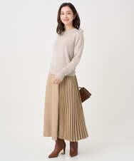 F1FDD63130 MK MICHEL KLEIN(小さいサイズ)(メゾン ドゥ サンク) 【小さいサイズ】キラキラ ラメニットプルオーバー/洗える サーモンオレンジ