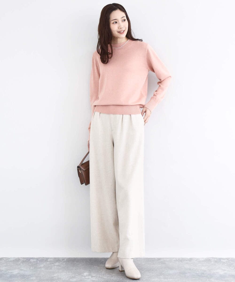 F1FDD63130 MK MICHEL KLEIN(小さいサイズ)(メゾン ドゥ サンク) キラキラ ラメニットプルオーバー/洗える サーモンオレンジ