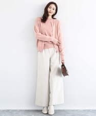 F1FDD63130 MK MICHEL KLEIN(小さいサイズ)(メゾン ドゥ サンク) キラキラ ラメニットプルオーバー/洗える サーモンオレンジ