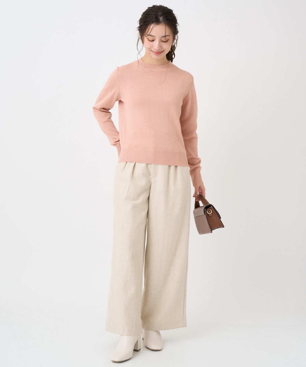 F1FDD63130 MK MICHEL KLEIN(小さいサイズ)(メゾン ドゥ サンク) 【小さいサイズ】キラキラ ラメニットプルオーバー/洗える サーモンオレンジ