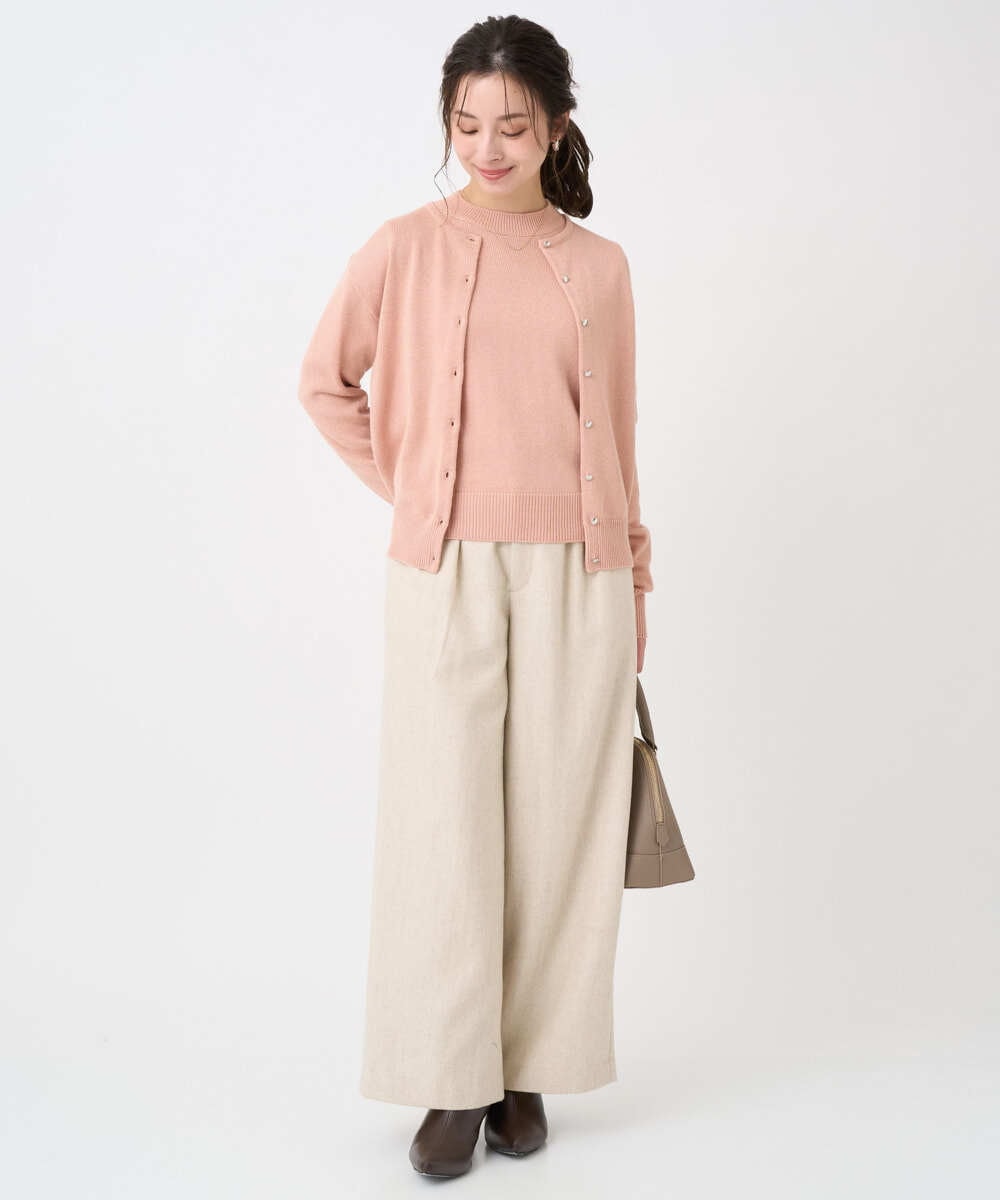 F1FDD63130 MK MICHEL KLEIN(小さいサイズ)(メゾン ドゥ サンク) 【小さいサイズ】キラキラ ラメニットプルオーバー/洗える サーモンオレンジ