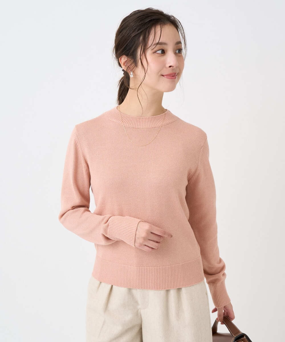 F1FDD63130 MK MICHEL KLEIN(小さいサイズ)(メゾン ドゥ サンク) 【小さいサイズ】キラキラ ラメニットプルオーバー/洗える サーモンオレンジ