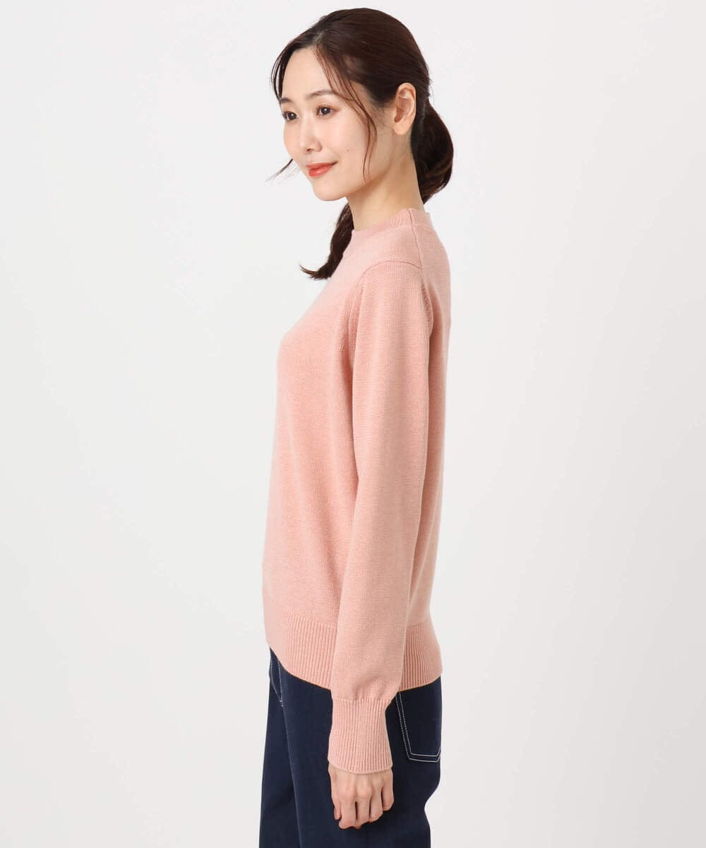 F1FDD63130 MK MICHEL KLEIN(小さいサイズ)(メゾン ドゥ サンク) キラキラ ラメニットプルオーバー/洗える サーモンオレンジ