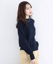 F1FDD63130 MK MICHEL KLEIN(小さいサイズ)(メゾン ドゥ サンク) キラキラ ラメニットプルオーバー/洗える ネイビー