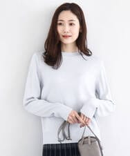 F1FDD63130 MK MICHEL KLEIN(小さいサイズ)(メゾン ドゥ サンク) キラキラ ラメニットプルオーバー/洗える ライトグレー