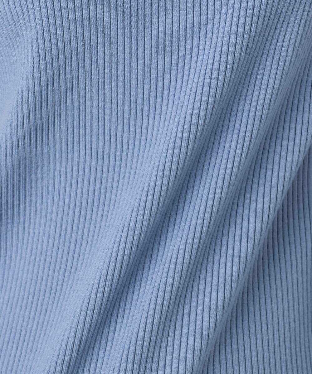 F1FDD64130 MK MICHEL KLEIN(小さいサイズ)(メゾン ドゥ サンク) 千鳥格子柄シフォンレイヤード風ハイゲージニット/洗える ライトブルー