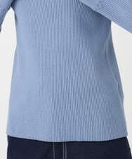 F1FDD64130 MK MICHEL KLEIN(小さいサイズ)(メゾン ドゥ サンク) 千鳥格子柄シフォンレイヤード風ハイゲージニット/洗える ライトブルー