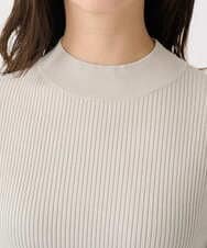 F1FDD64130 MK MICHEL KLEIN(小さいサイズ)(メゾン ドゥ サンク) 【小さいサイズ】千鳥格子柄シフォンレイヤード風ハイゲージニット/洗える ライトグレー