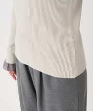 F1FDD64130 MK MICHEL KLEIN(小さいサイズ)(メゾン ドゥ サンク) 【小さいサイズ】千鳥格子柄シフォンレイヤード風ハイゲージニット/洗える ライトグレー