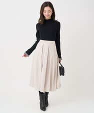 F1FDD64130 MK MICHEL KLEIN(小さいサイズ)(メゾン ドゥ サンク) 【小さいサイズ】千鳥格子柄シフォンレイヤード風ハイゲージニット/洗える ライトグレー