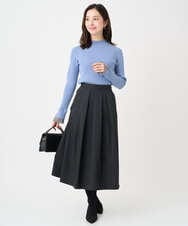 F1FDD64130 MK MICHEL KLEIN(小さいサイズ)(メゾン ドゥ サンク) 【小さいサイズ】千鳥格子柄シフォンレイヤード風ハイゲージニット/洗える ライトグレー