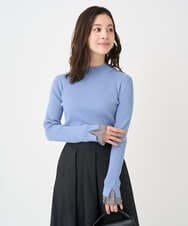 F1FDD64130 MK MICHEL KLEIN(小さいサイズ)(メゾン ドゥ サンク) 【小さいサイズ】千鳥格子柄シフォンレイヤード風ハイゲージニット/洗える ライトグレー