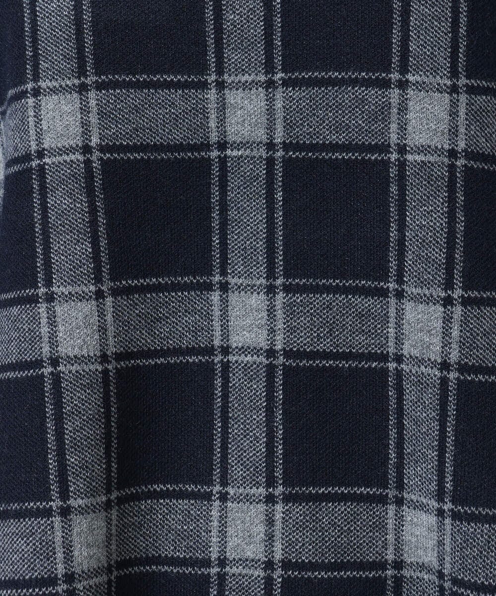 F1FDD67150 MK MICHEL KLEIN(小さいサイズ)(メゾン ドゥ サンク) チェック柄ニットプルオーバー/洗える ネイビー