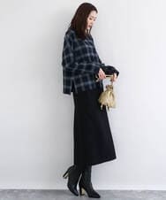 F1FDD67150 MK MICHEL KLEIN(小さいサイズ)(メゾン ドゥ サンク) チェック柄ニットプルオーバー/洗える ネイビー