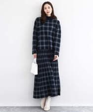 F1FDD67150 MK MICHEL KLEIN(小さいサイズ)(メゾン ドゥ サンク) チェック柄ニットプルオーバー/洗える ネイビー