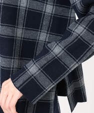 F1FDD67150 MK MICHEL KLEIN(小さいサイズ)(メゾン ドゥ サンク) チェック柄ニットプルオーバー/洗える ネイビー